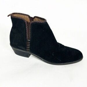 Franco Sarto Ricochet Black Suede Leather Trim Ankle Booties